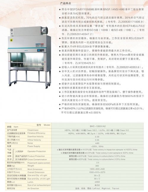 苏州安泰二级生物安全柜BHC-1300ⅡA2（停产，用BSC替代）